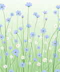 Light Blue White Floral Meadow Design Rug