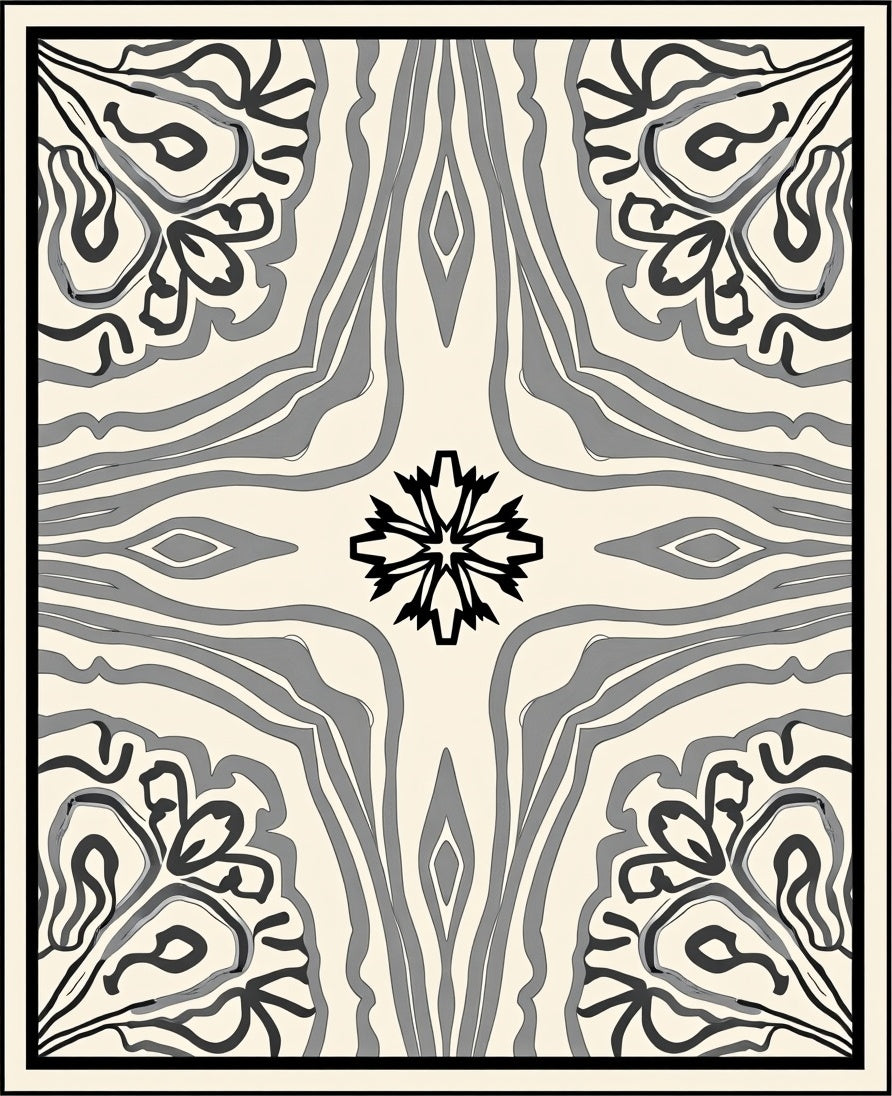 Abstract Floral Symmetry Pattern Design Rug