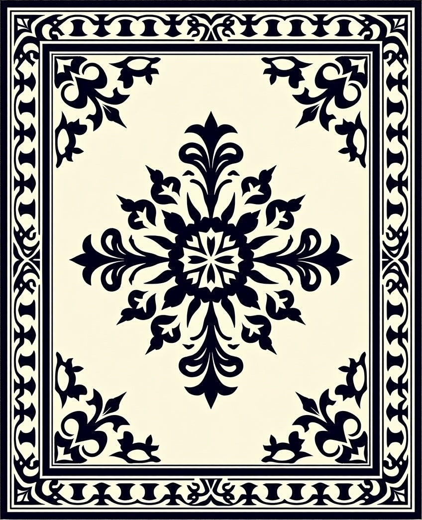 Classic Scrollwork Floral Centerpiece Rug