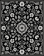 Classic Floral Vine Black White Pattern Rug