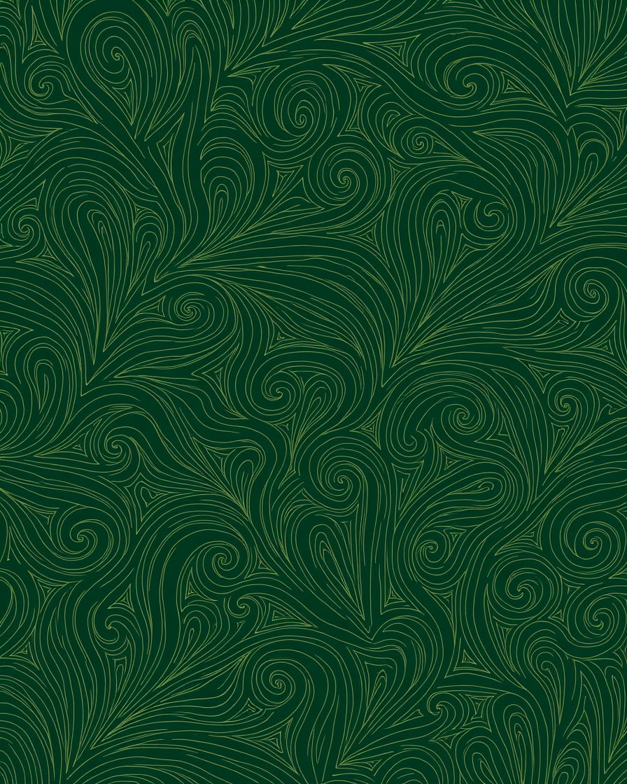 Deep Green Swirls Pattern Rug