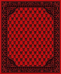 Ornate Red and Black Geometric Rug