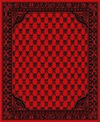 Ornate Red and Black Geometric Rug