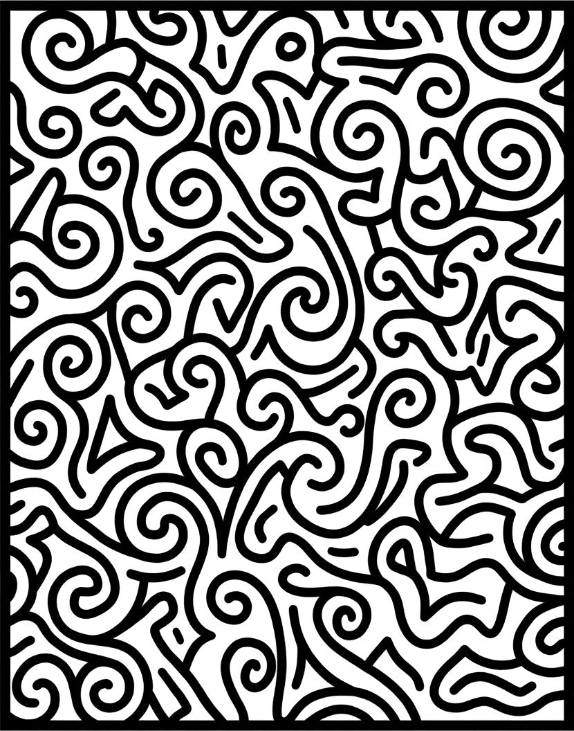 Abstract Swirl Line Art Pattern Rug