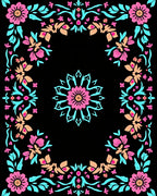 Floral Medallion Border Design Rug