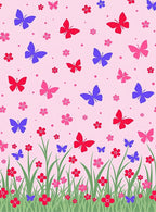 Pink Garden Butterflsy With Grass Pattern Rug
