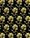 Elegant Gold Floral Scrolling Pattern Rug