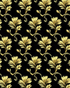 Elegant Gold Floral Scrolling Pattern Rug