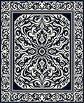 Ornate Black Cream Floral Mandala Rug