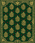 Emerald Green Golden Leaf Red Star Rug