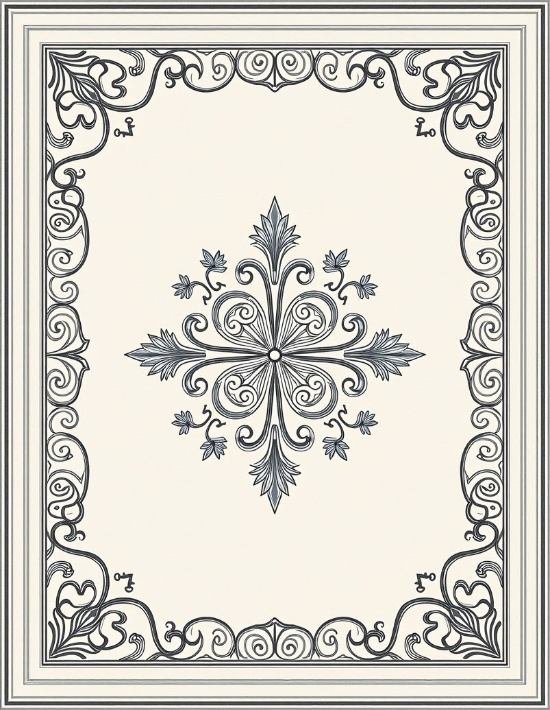 Ornate Scroll Leaf Pattern Design Rug
