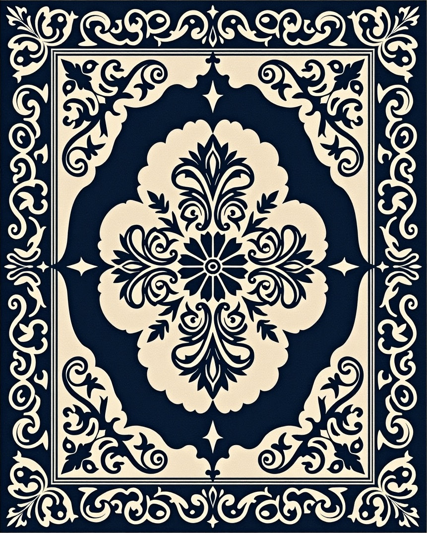 Classic Floral Scroll Design Rug