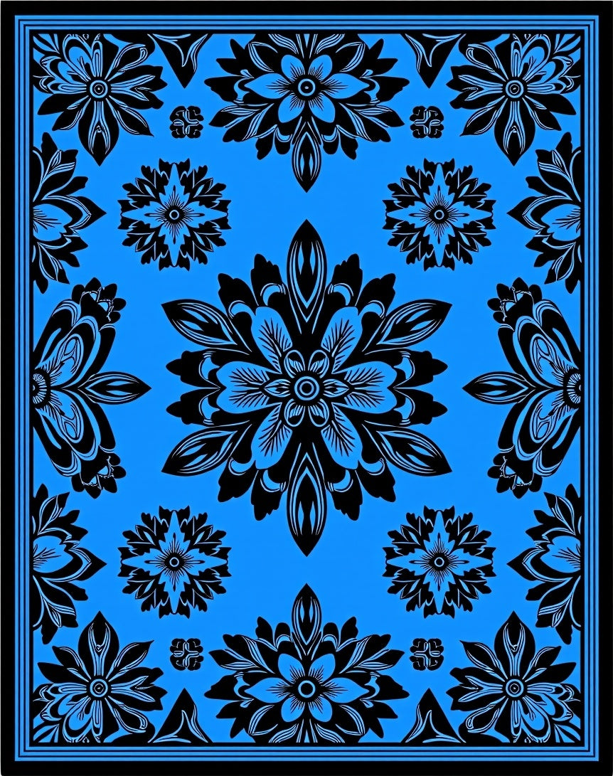 Bold Floral Medallion Pattern Rug