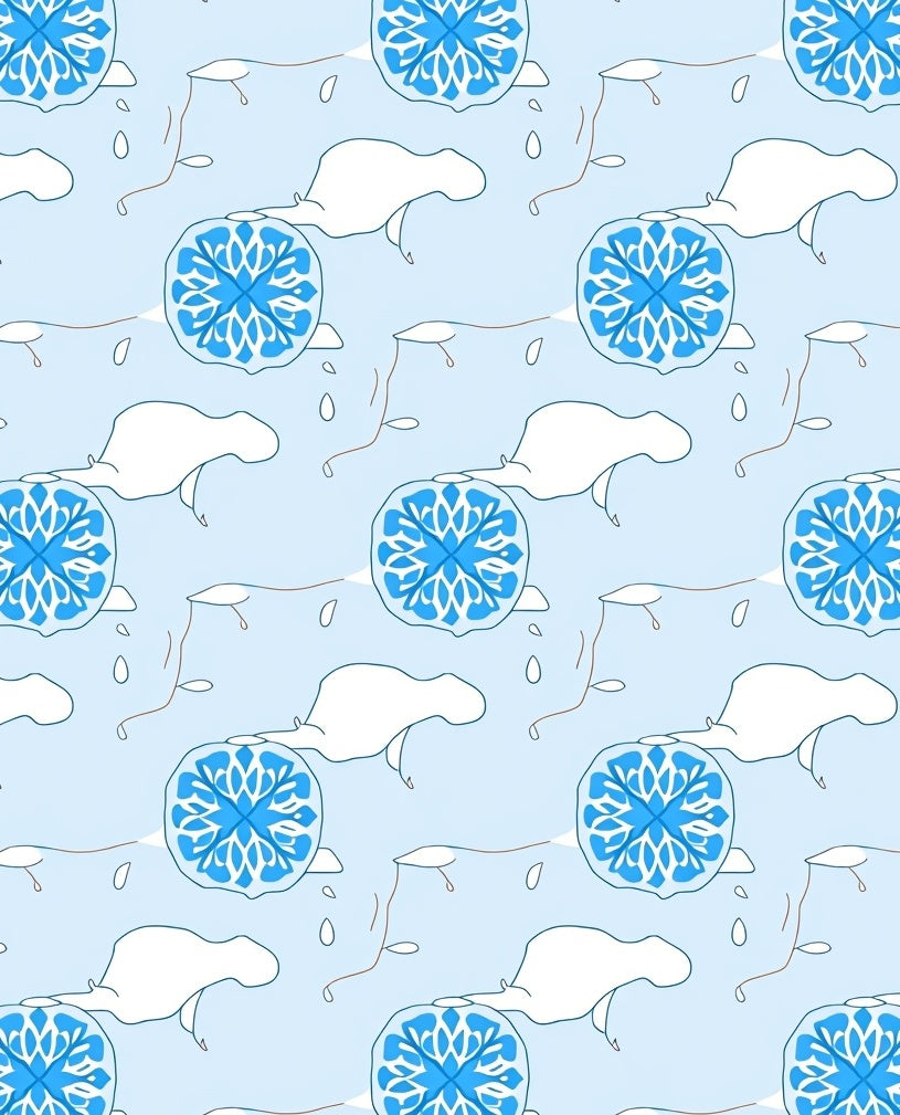 Blue Snowflake Cloud Pattern Design Rug