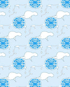 Blue Snowflake Cloud Pattern Design Rug