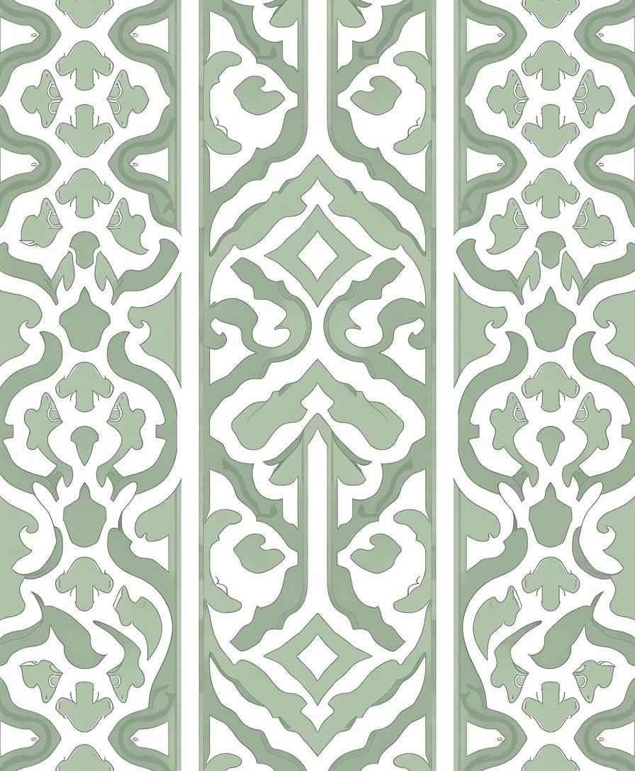 Sage Green Intricate Lattice Pattern Rug