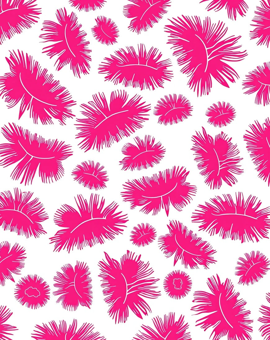 Fuchsia Foliage Patterned Design Rug