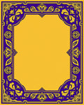 Royal Blue Yellow Floral Border Rug