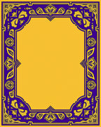 Royal Blue Yellow Floral Border Rug