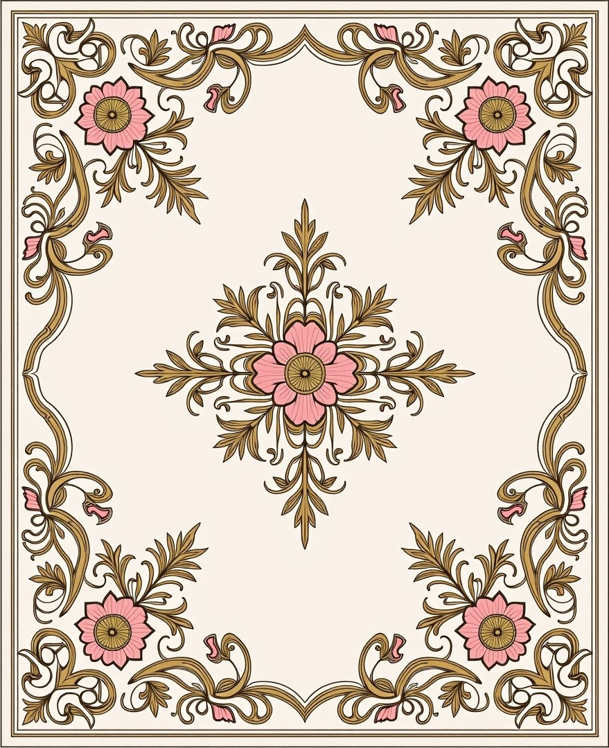 Delicate Floral Filigree Pattern Rug