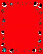 Festive Red Santa Hat Gift Border Rug