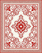 Classic Red Floral Medallion Pattern Rug