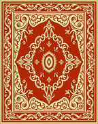 Damask Inspired Scrollwork Floral Medallion Rug