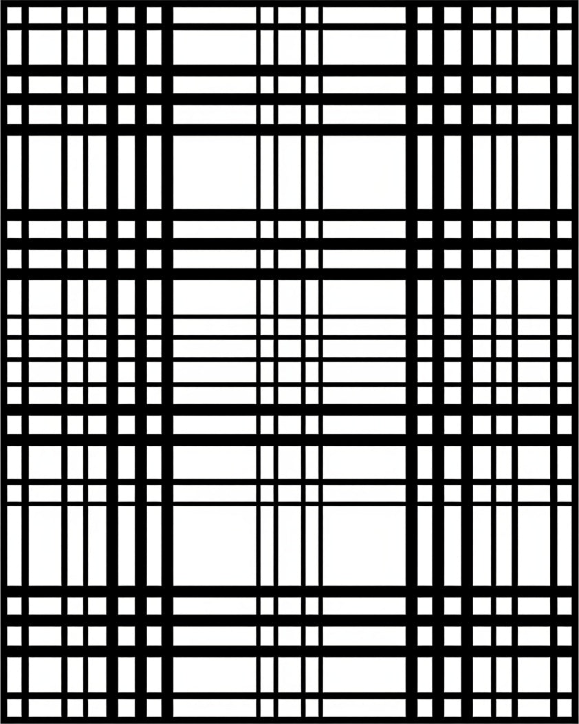 Bold Black White Grid Pattern Rug