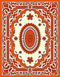 Ornate Orange Floral Medallion Frame Rug