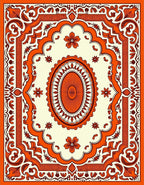 Ornate Orange Floral Medallion Frame Rug