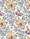 Floral Butterfly Sketch Pattern Design Rug