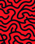 Abstract Red Black Swirl Pattern Rug