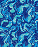 Abstract Swirls In 4 Blues Rug