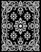 Intricate Floral Scroll Frame Pattern Rug