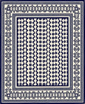 Classic Navy Starburst Geometric Border Rug