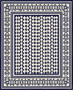 Classic Navy Starburst Geometric Border Rug