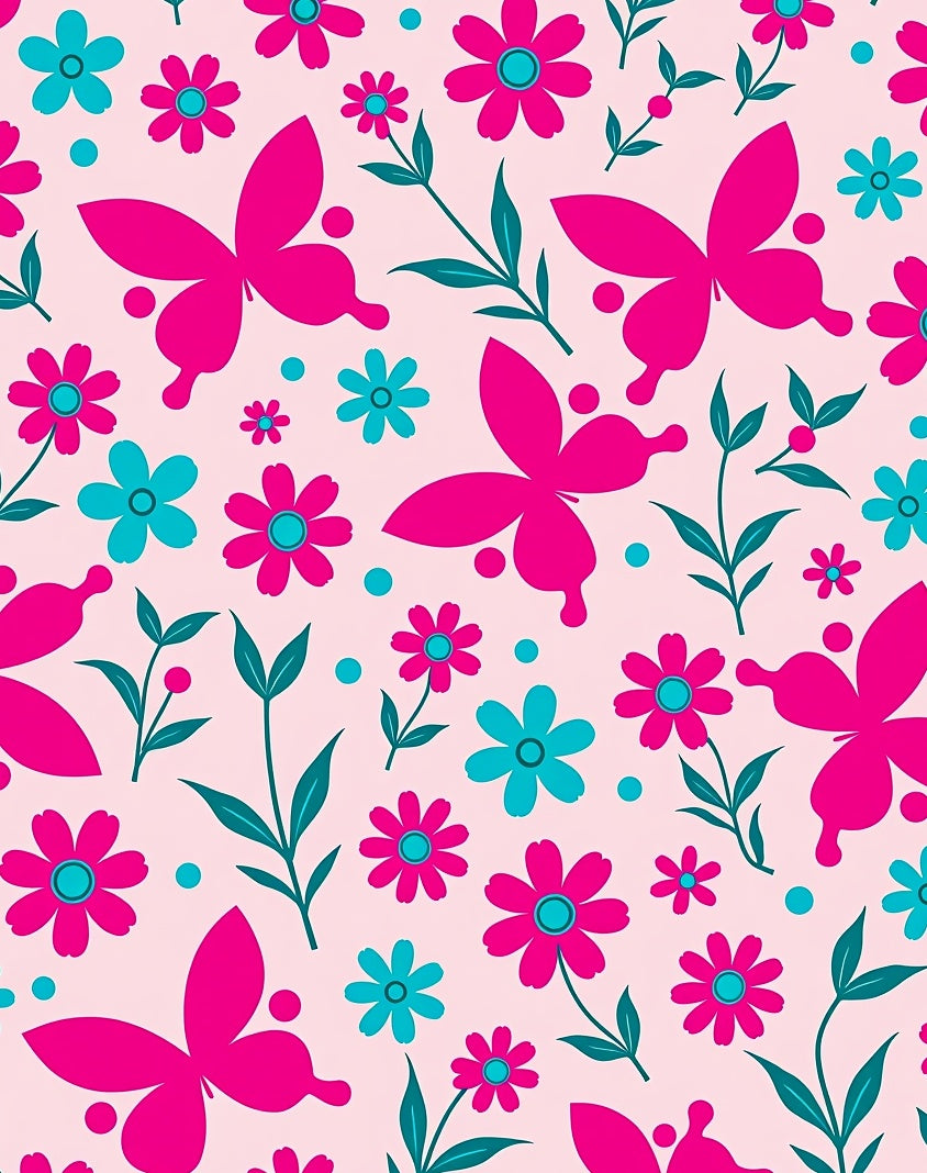 Vibrant Butterflies Flowers Pattern Rug