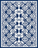 Bold Navy Geometric Ethnic Pattern Rug