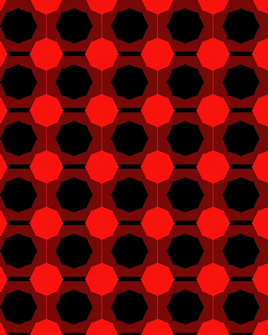 Bold Red Black Geometric Pattern Rug