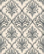 Timeless Grey Floral Damask Pattern Rug