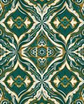 Emerald Gold Floral Mandala Pattern Rug