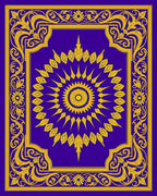 Royal Blue Gold Floral Mandala Rug