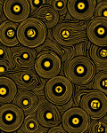 Yellow Circular Pattern In Black Rug