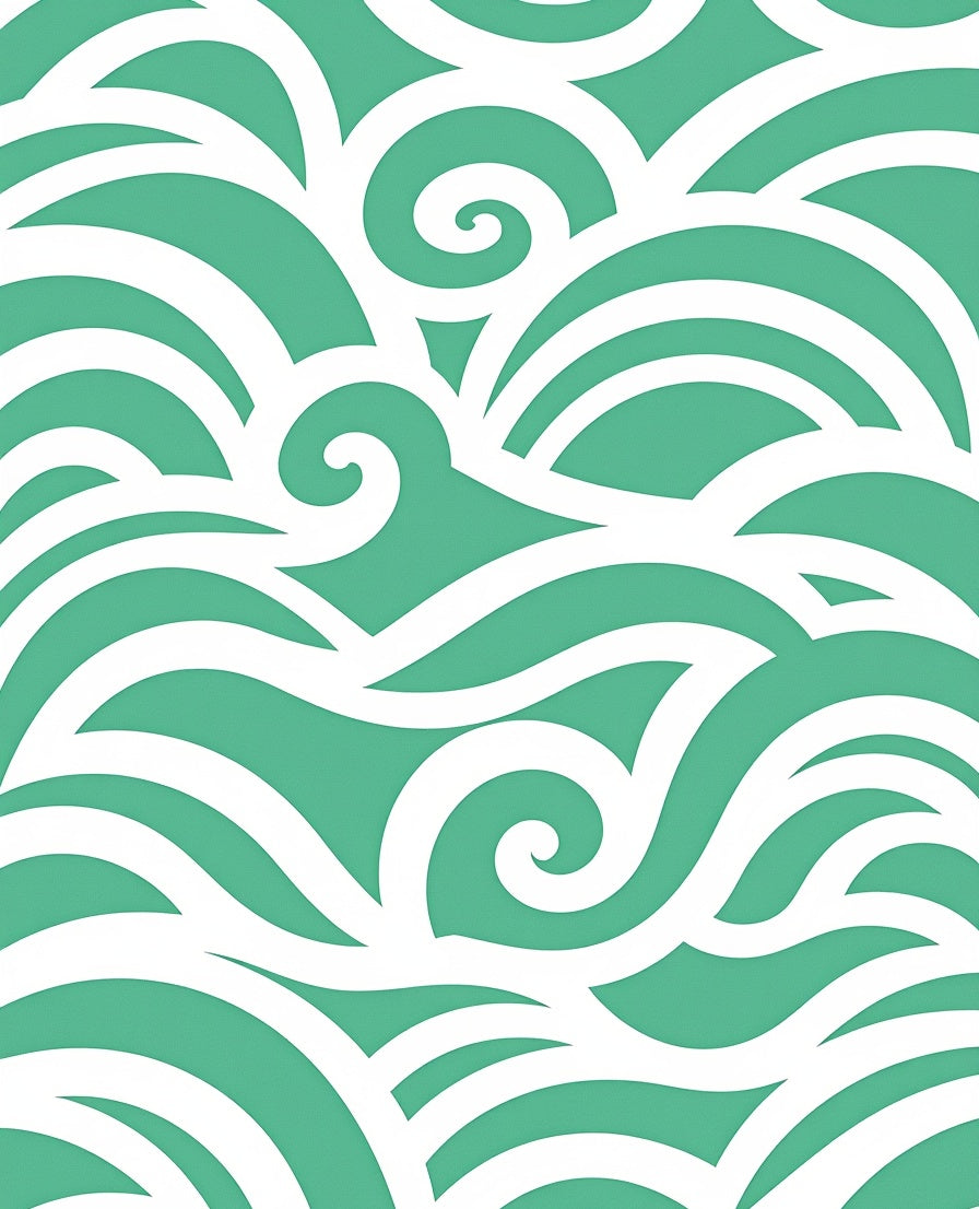 Teal Wave Motion Pattern Rug