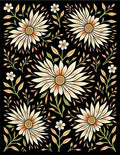 Black Floral Daisy Pattern Rug