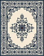 Ornate Floral Scrollwork Area Rug
