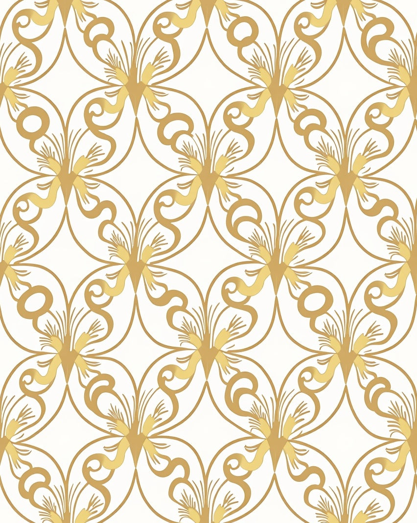 Golden Flourish Swirls Geometric Rug