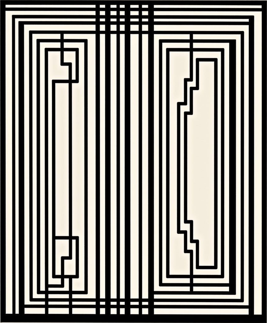 Abstract Black Geometric Lines Rug