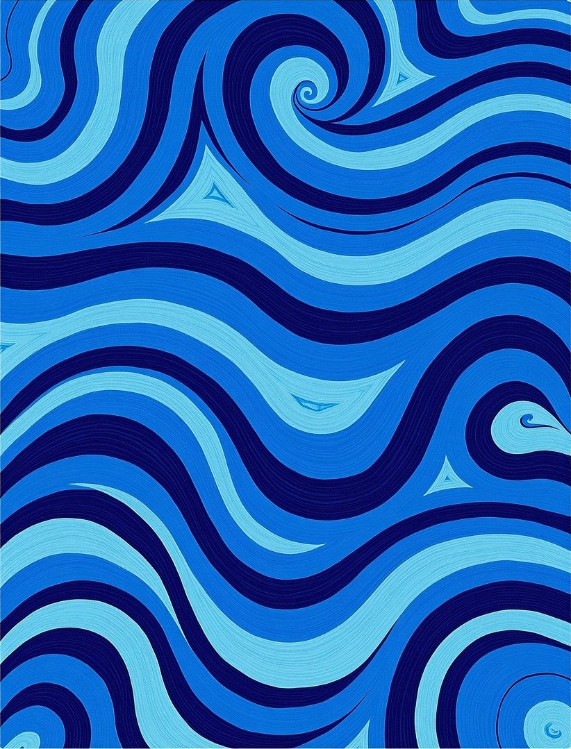 Vivid Blue Swirl Wave Pattern Rug