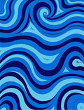 Vivid Blue Swirl Wave Pattern Rug